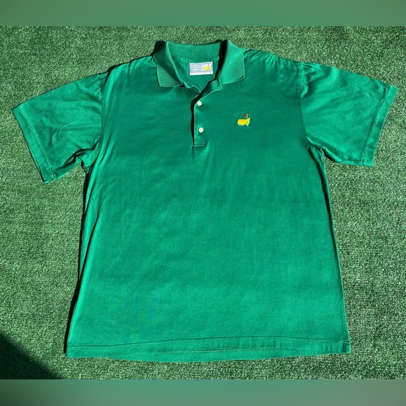 VTG 90’s Masters Augusta National Slazenger Golf Green Polo Shirt Men’s SZ Large - Picture 1 of 7
